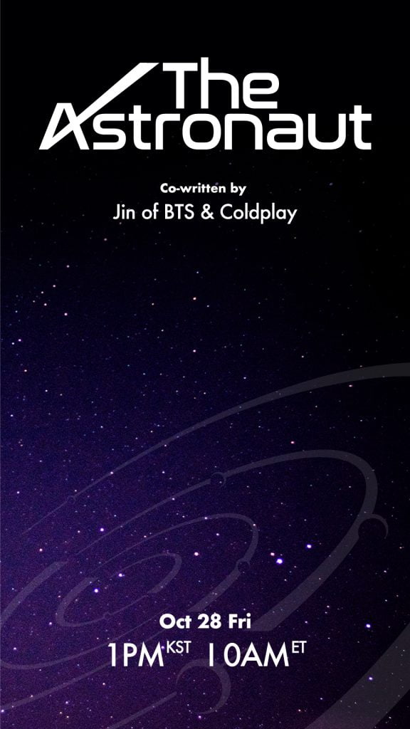 "The Astronaut" la primera cancion en solitario de Jin de BTS junto a Coldplay